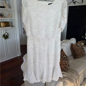 Express White and Black Dotted Midi Dress